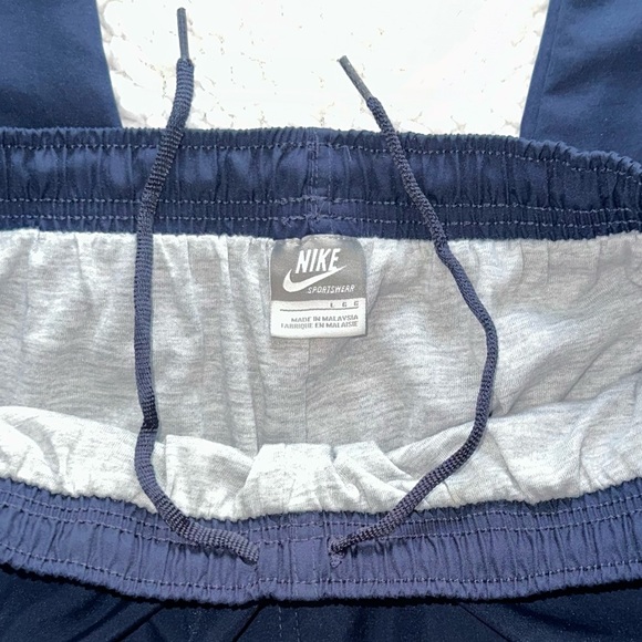 NIKE track pants ankle zipper navy white stripe drawstring elastic waist mens L - Picture 6 of 12